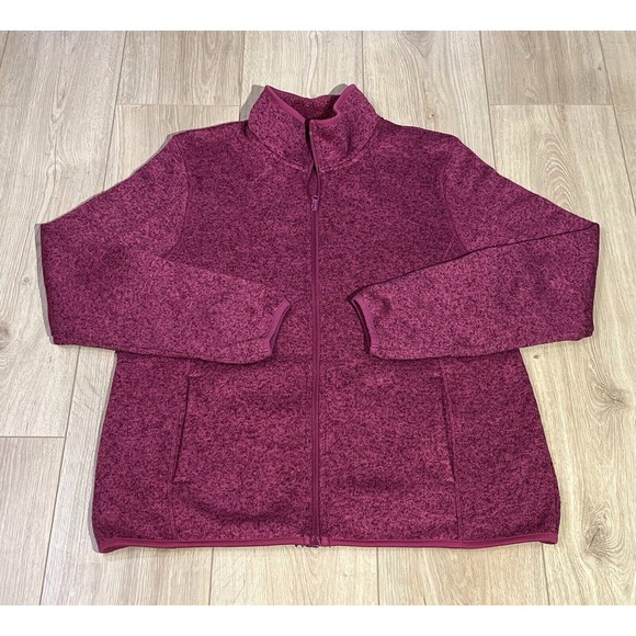 Swisstech Womens Fleece Jacket XL Full Zip Cranberry Purple‎ Warm Comfy - Picture 1 of 9